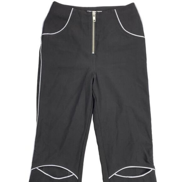 I.AM.GIA Black High Waist Reflective Trim Cut Out Knee Jet Pants Small - Picture 4 of 7